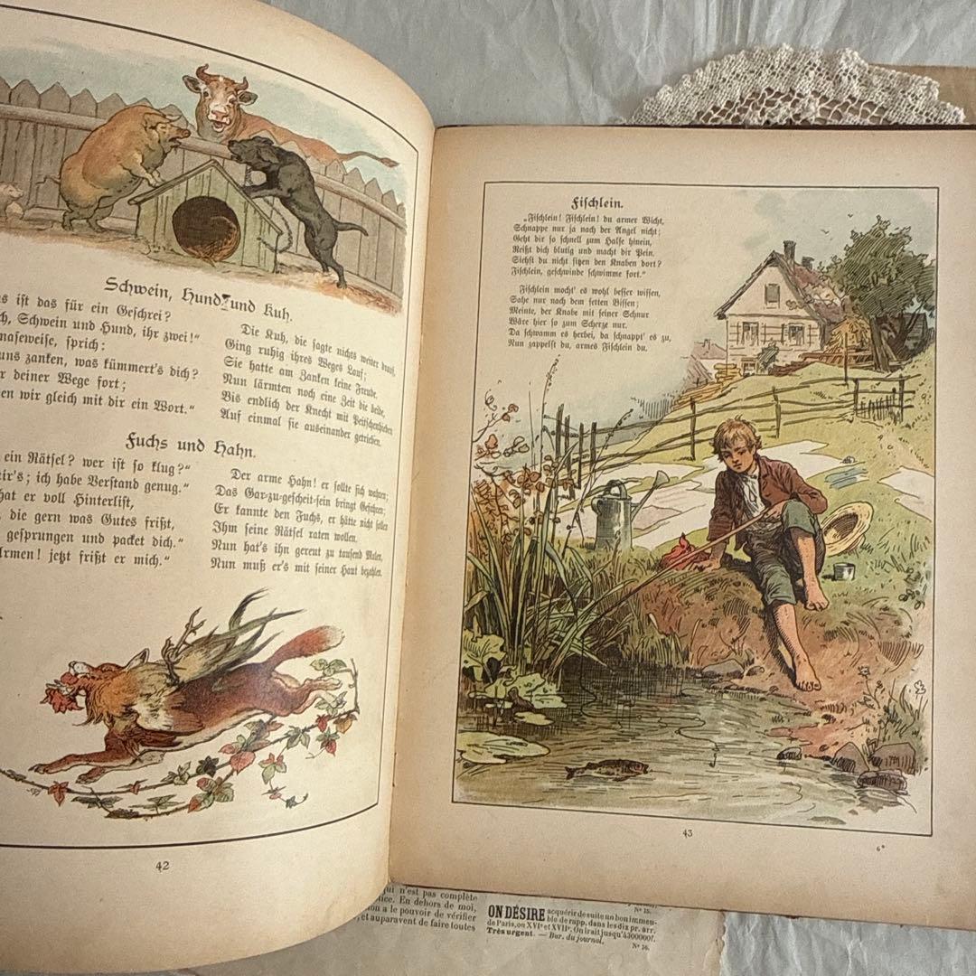稀少1880年アンティーク美しい絵本ドイツ語　洋書　古書ジャンクジャーナル児童書