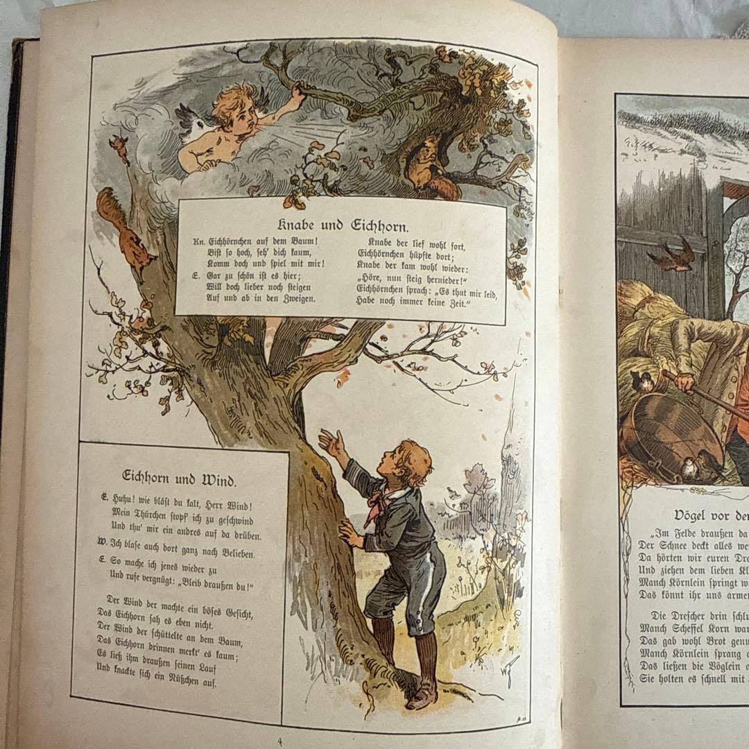 稀少1880年アンティーク美しい絵本ドイツ語　洋書　古書ジャンクジャーナル児童書