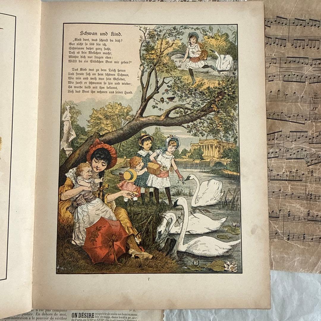 稀少1880年アンティーク美しい絵本ドイツ語　洋書　古書ジャンクジャーナル児童書