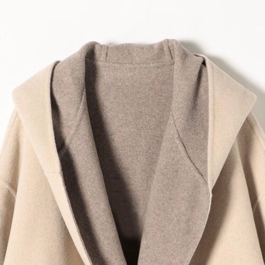 〜12/21 SHIPS any ノーカラーコート　フード　ジャケット ベージュ