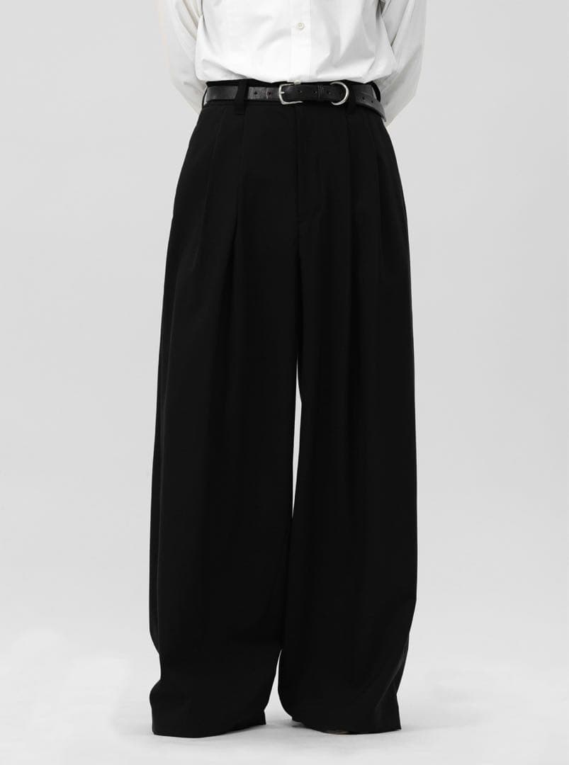 【lapiis】 TWO TUCK WOOL WIDE TROUSERS