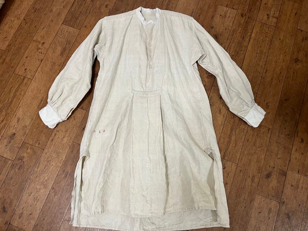 ヴィンテージ　アンティークリネン　フランス　スモック
