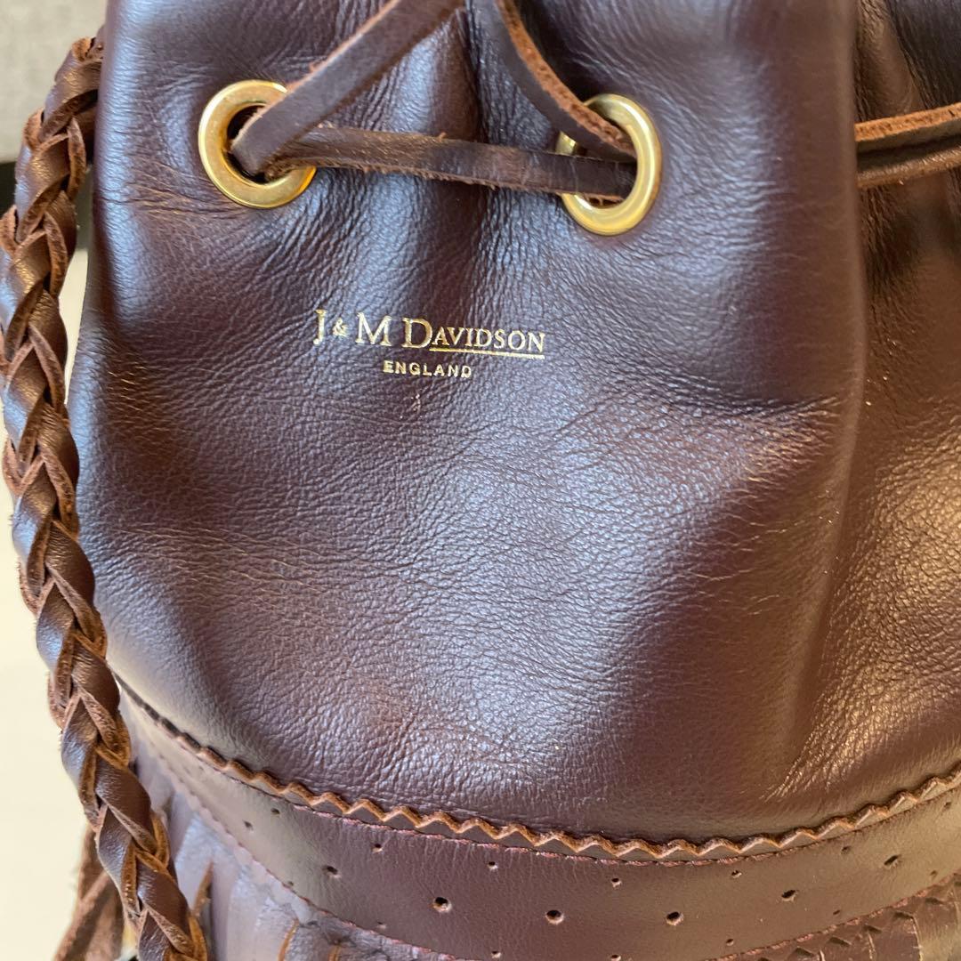 J&M DAVIDSON ブラウンフリンジバケットバッグ