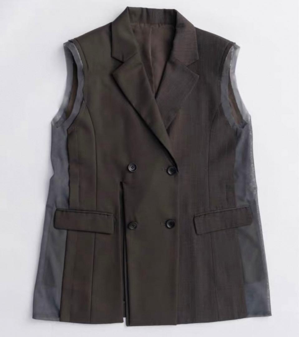 新品　メゾンスペシャルSide Tulle Gilet KHK