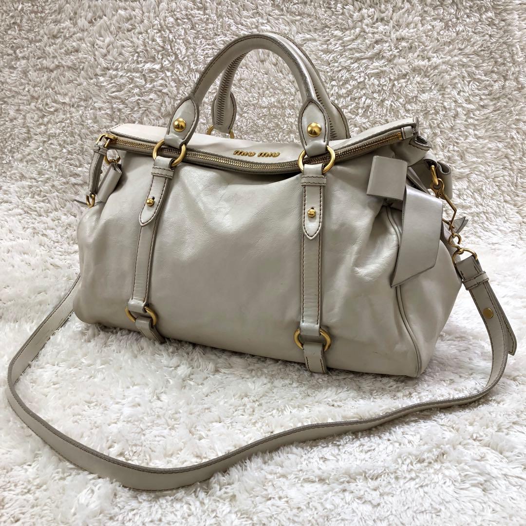 MIU MIU VITELLO LUX ショルダーバッグ 2WAY ホワイト
