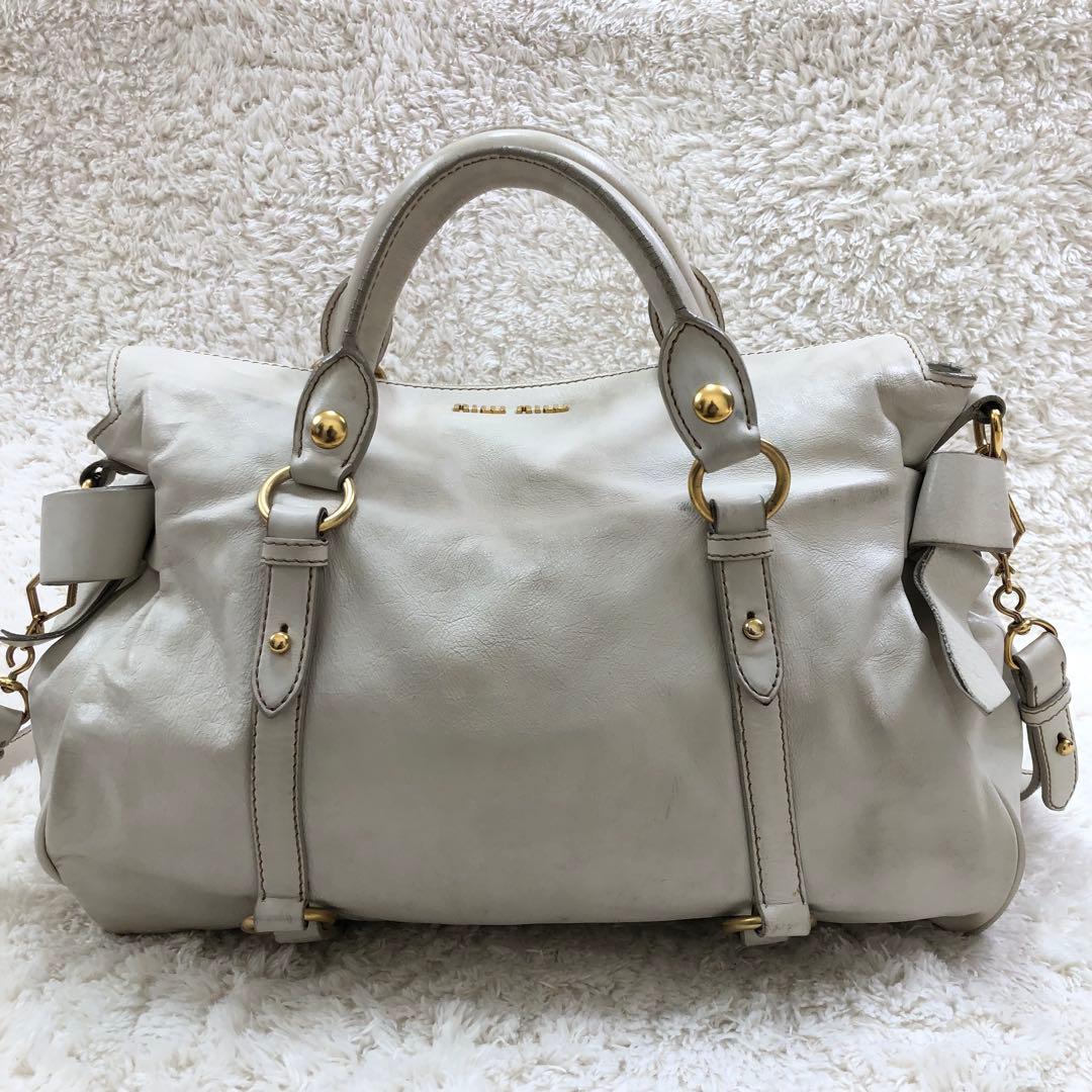 MIU MIU VITELLO LUX ショルダーバッグ 2WAY ホワイト