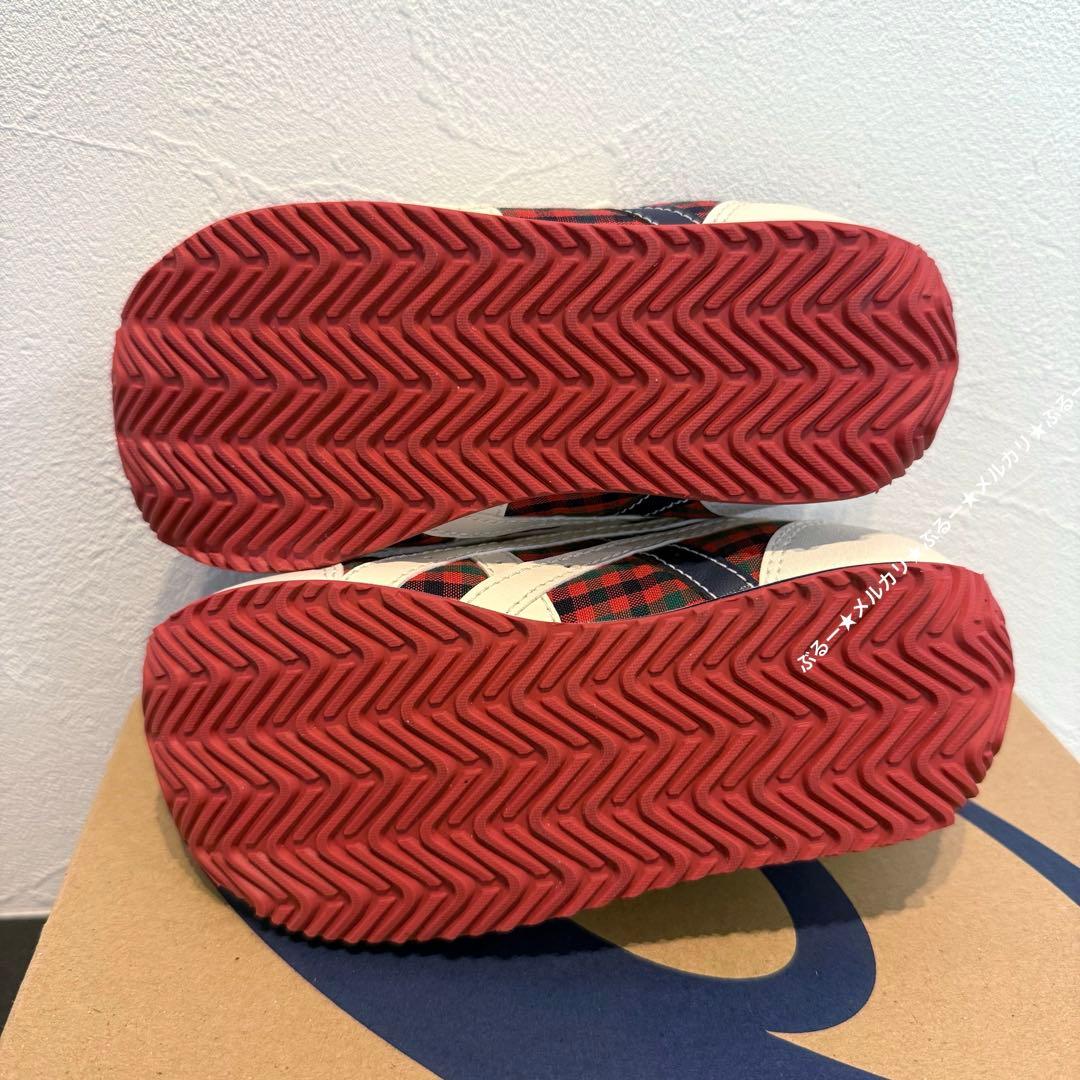 新品★ファミリア アシックス スニーカー 17cm チェック 赤 未使用