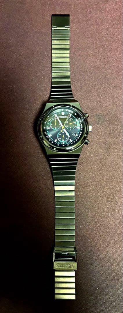 CITIZEN レコードレーベル 1984クロノグラフ 黒 AT2540-57E