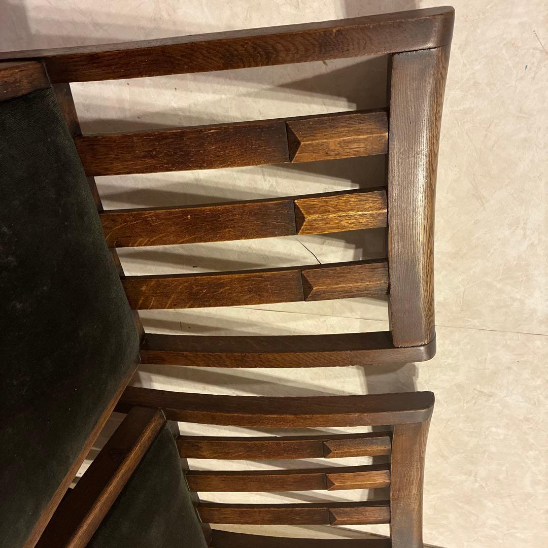 ロイズアンティークス購入 木製スラットバック椅子 2脚セット