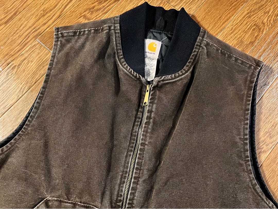 【強フェード】 00s カーハート V02 ダークブラウン ベスト USA XL