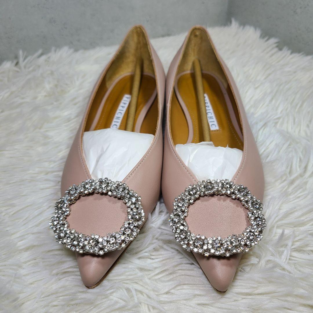 【PIPPICHIC】ピッピシック　ビジューVカットフラットパンプス