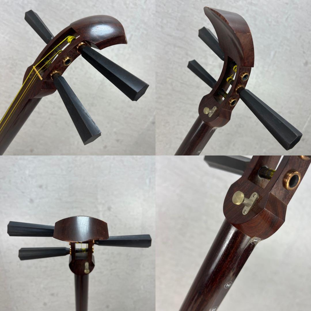 メンテナンス済み　津軽三味線　紅木　一本溝　正寸　宇柄糸巻き　両面皮張り替え