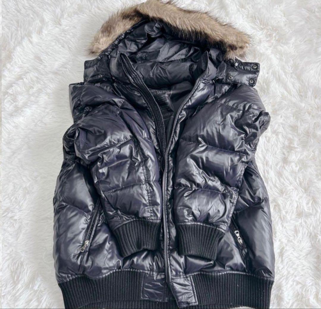 Y2K old UNIQLO ダウンジャケット 黒 ファー 短丈 XL