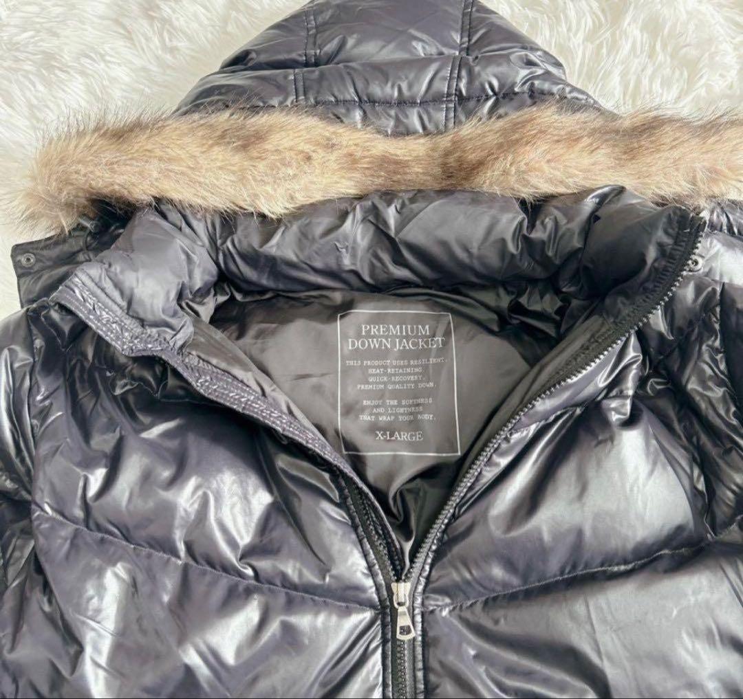 Y2K old UNIQLO ダウンジャケット 黒 ファー 短丈 XL