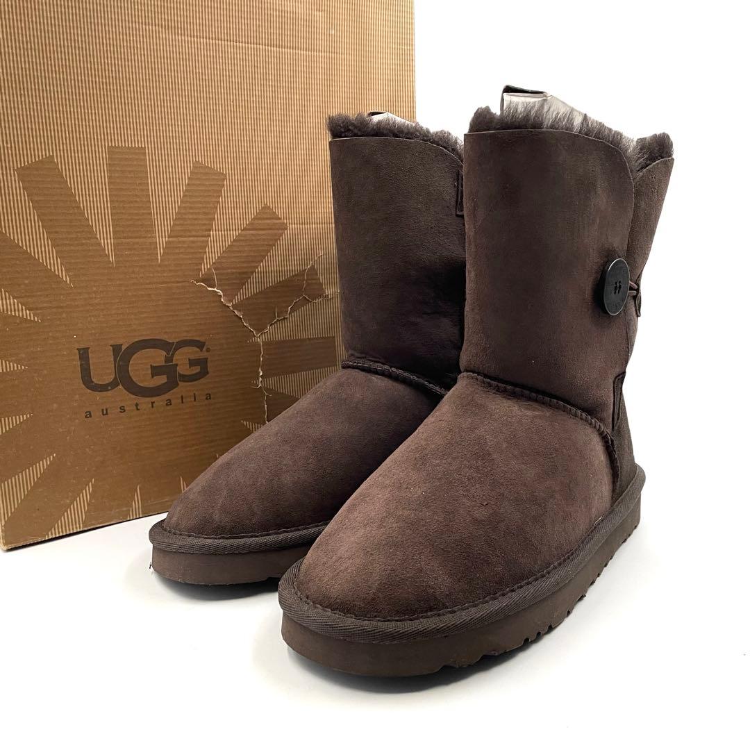 《未使用品》 アグ ムートン ミドル ショート ブーツ スエード ブラウン 茶系