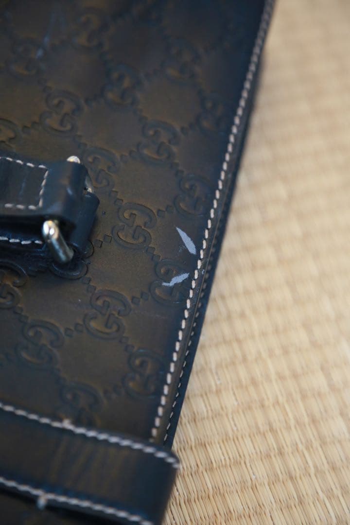 値引き？‼️GUCCIグッチ】黒レザー ビジネスバッグ ゴールド金具 男女問わず