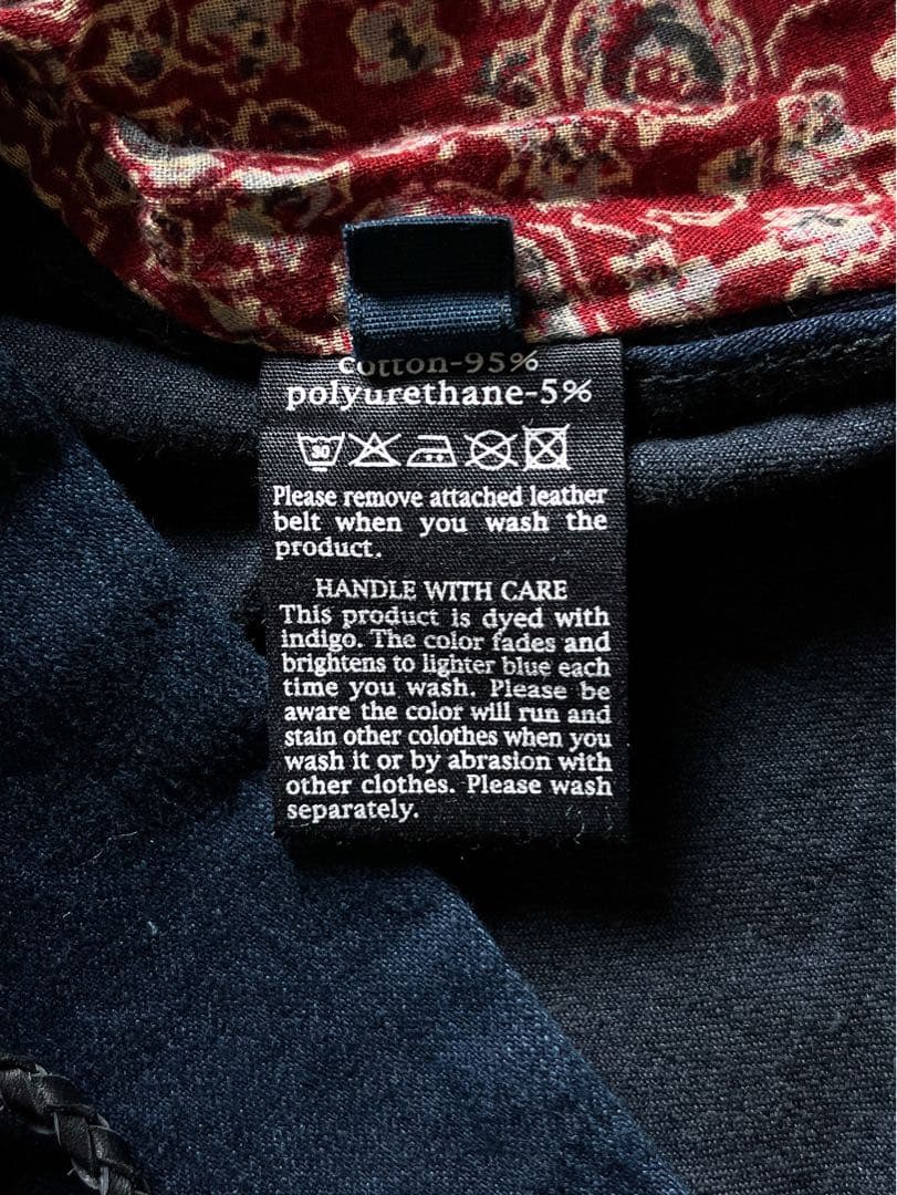【45R】45rpm コットン混 インディゴカバーオール レザーベルト 1
