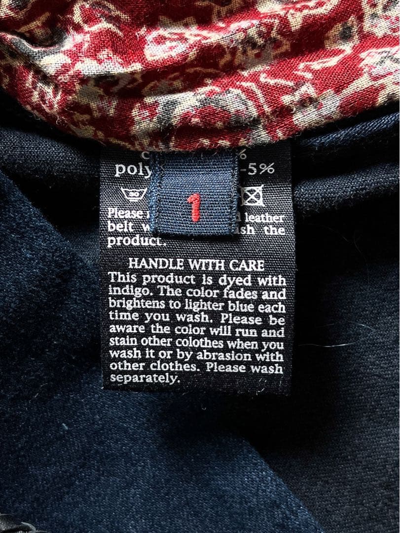 【45R】45rpm コットン混 インディゴカバーオール レザーベルト 1