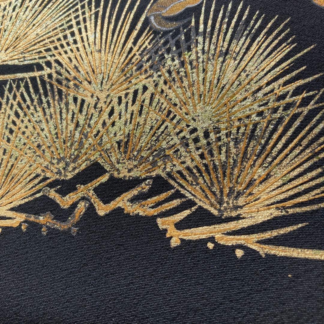 【最高級】訳あり品　日本製　正絹　初着　お宮参り用 黒地 鷹と獅子柄