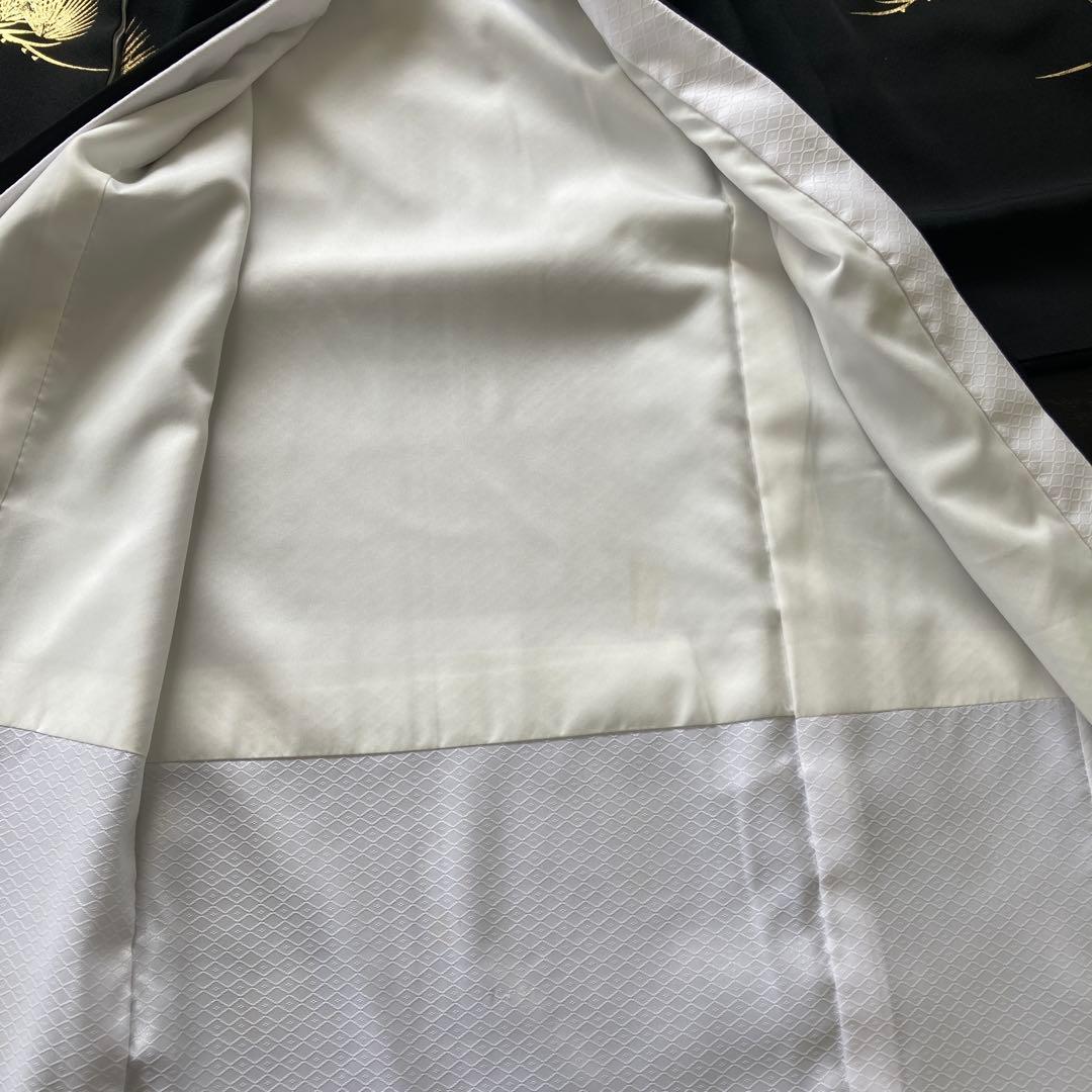 【最高級】訳あり品　日本製　正絹　初着　お宮参り用 黒地 鷹と獅子柄