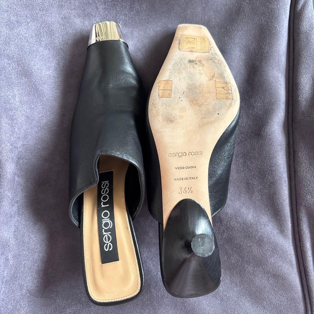 セルジオロッシ ブラックレザー ヒール6cm 36 1/2 （23.5）