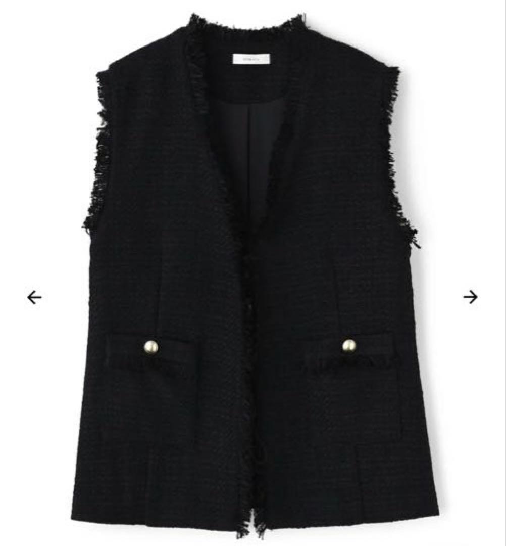 STRATA エストラータ　ゴールドボタンノーカラーツイードジレ　タグ付き