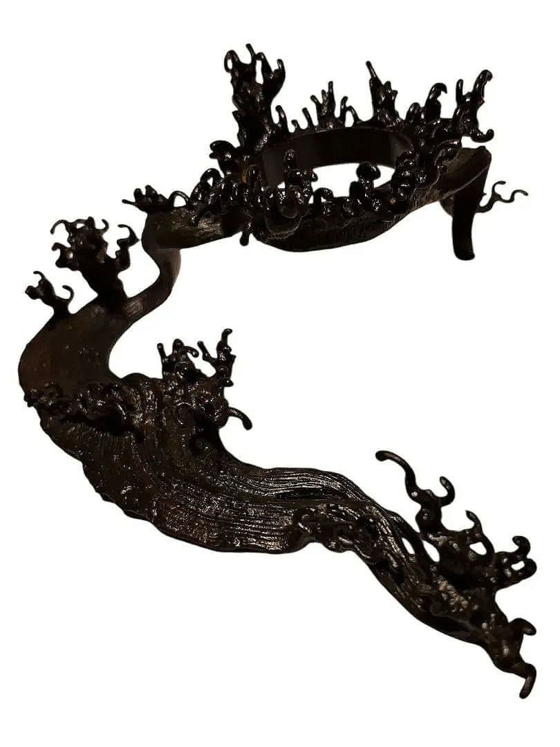 清泉古流 薄端 花器 真鍮 銅製 波足 茶道具 華道具 花瓶 骨董 インテリア