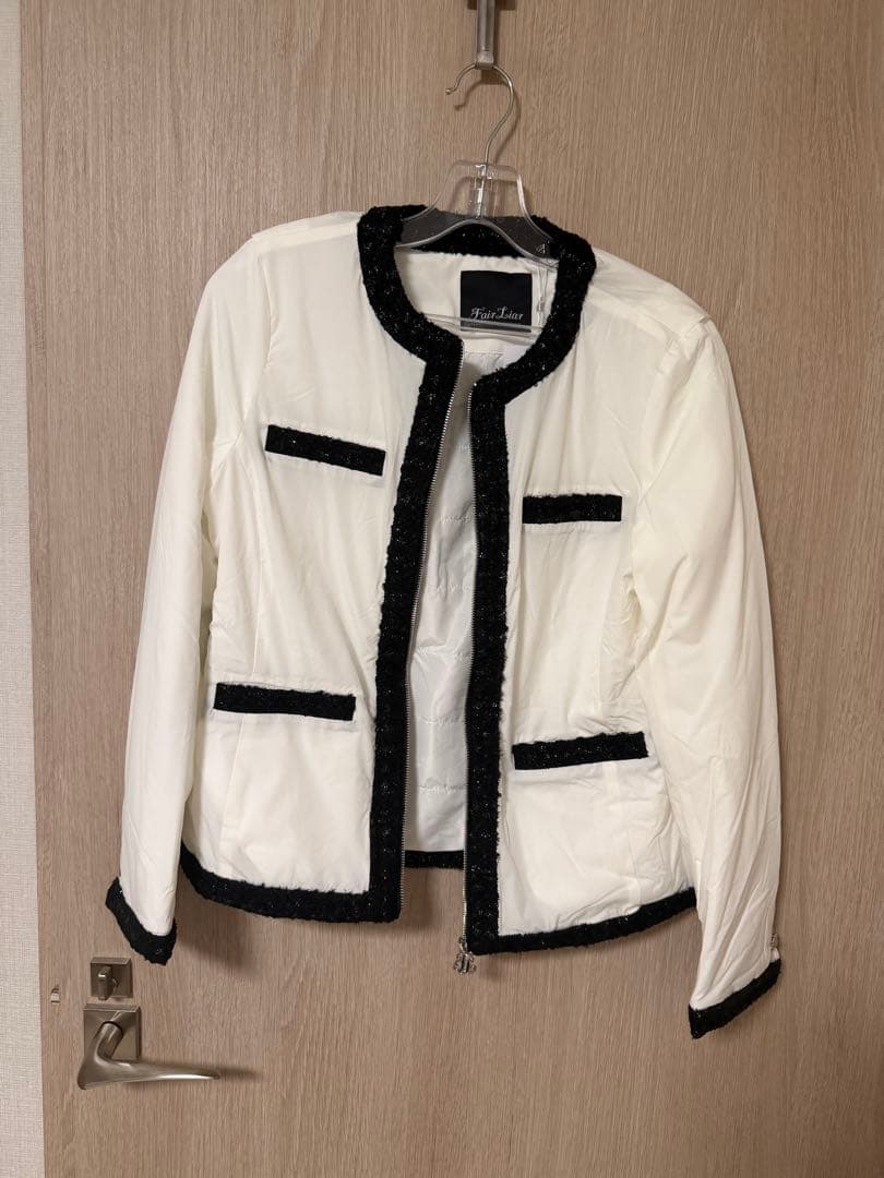 FairLiar ホワイト ブラック ジャケット　ツイード　ダウン