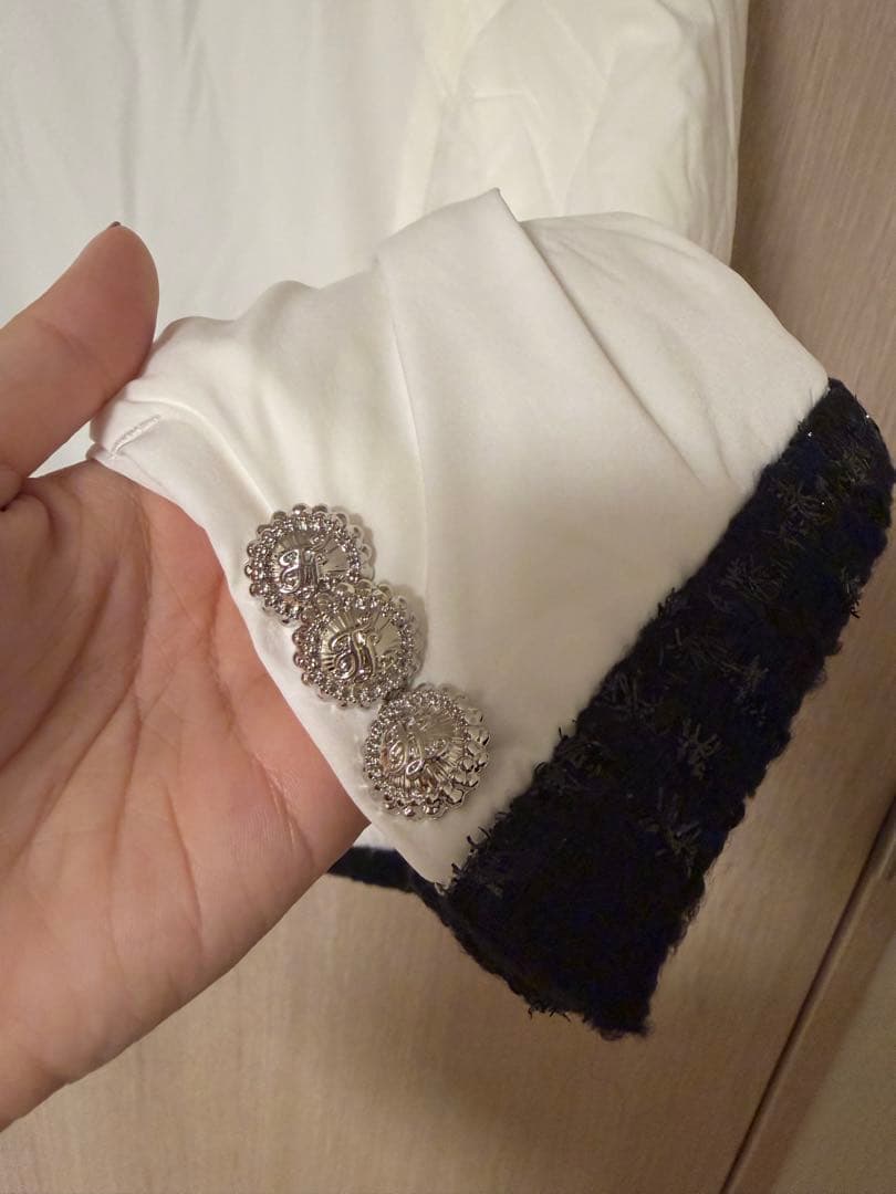 FairLiar ホワイト ブラック ジャケット　ツイード　ダウン