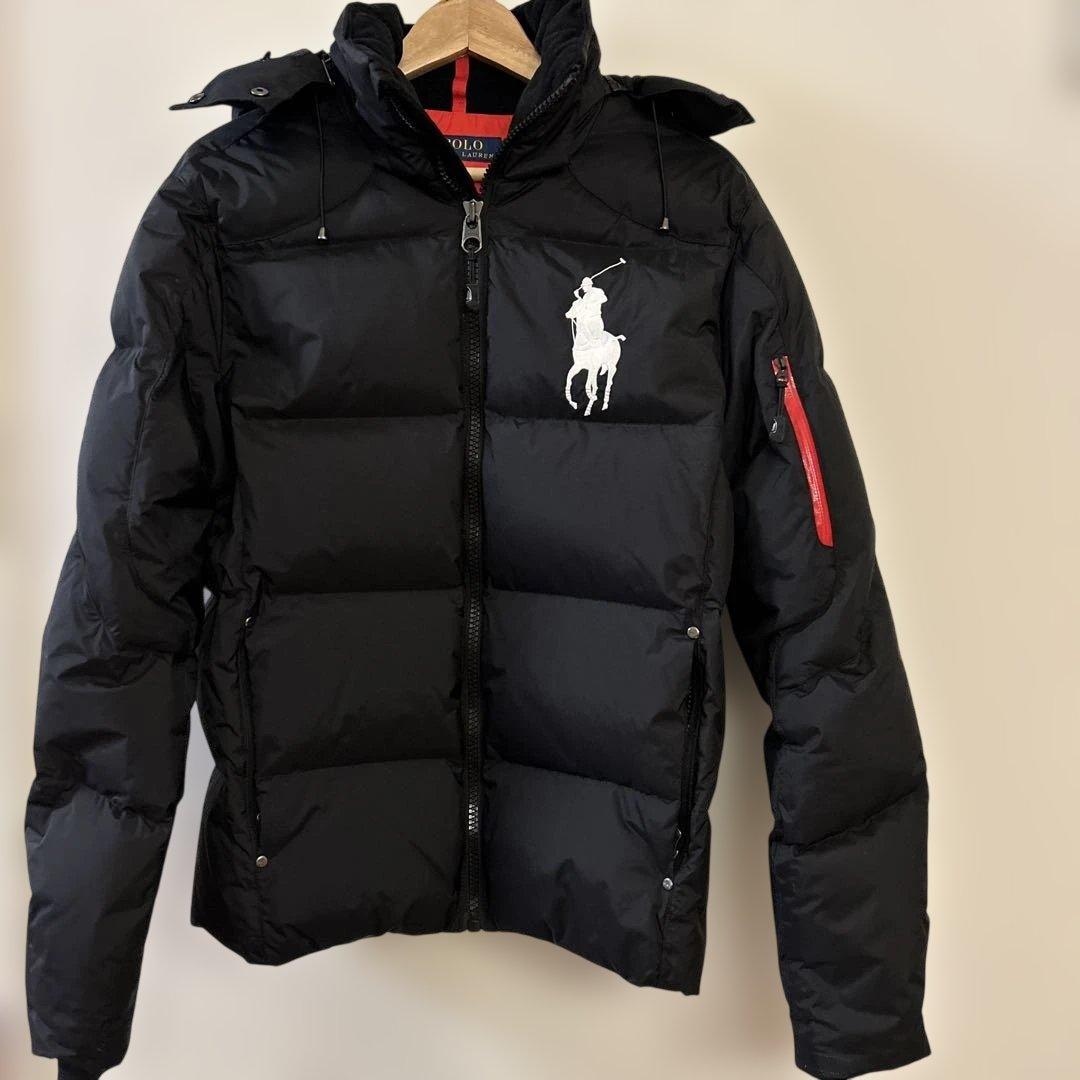 ラルフローレン ビッグポニー ダウンジャケット 刺繍ロゴ ブラック