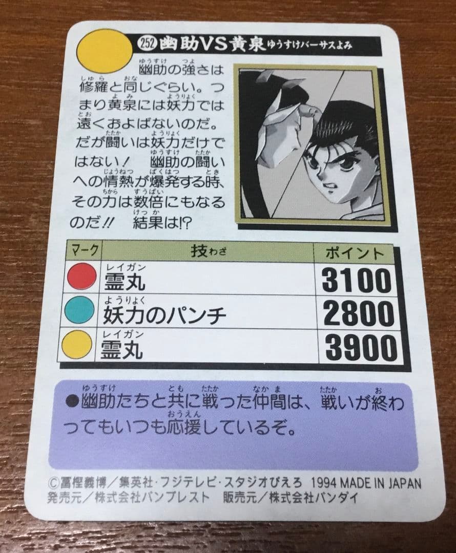 【激レア】幽遊白書幽助VS黄泉トレーディングカード 1994年製