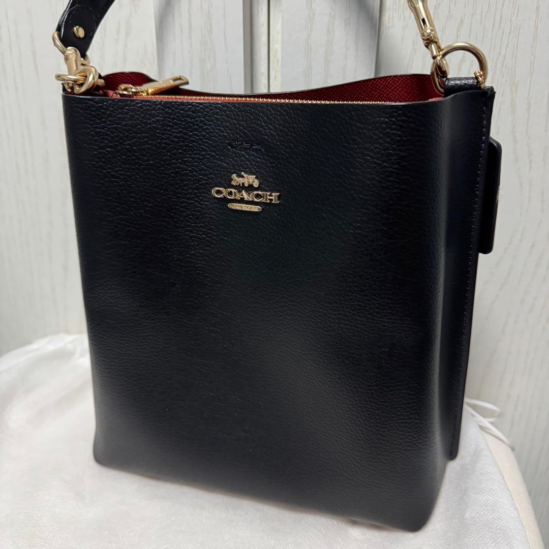 coach ショルダーバッグ ブラック 黒 赤 モリー バケット バッグ