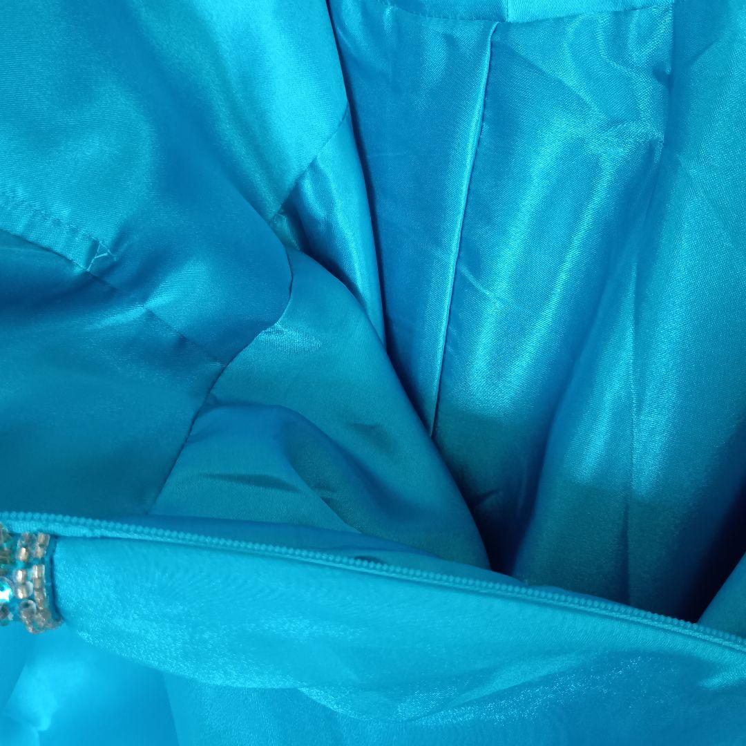 Bicici ブルー フリル シフォン ロングドレス