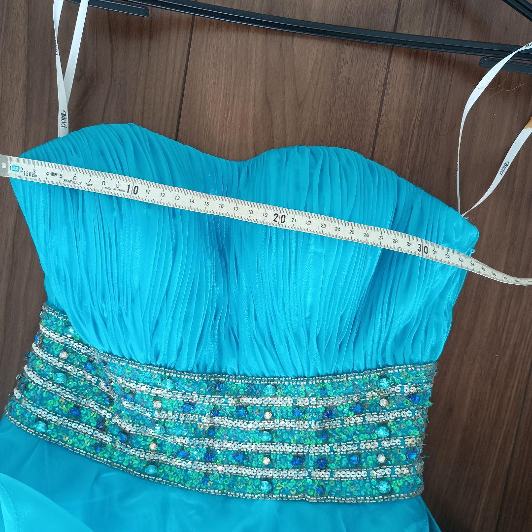 Bicici ブルー フリル シフォン ロングドレス