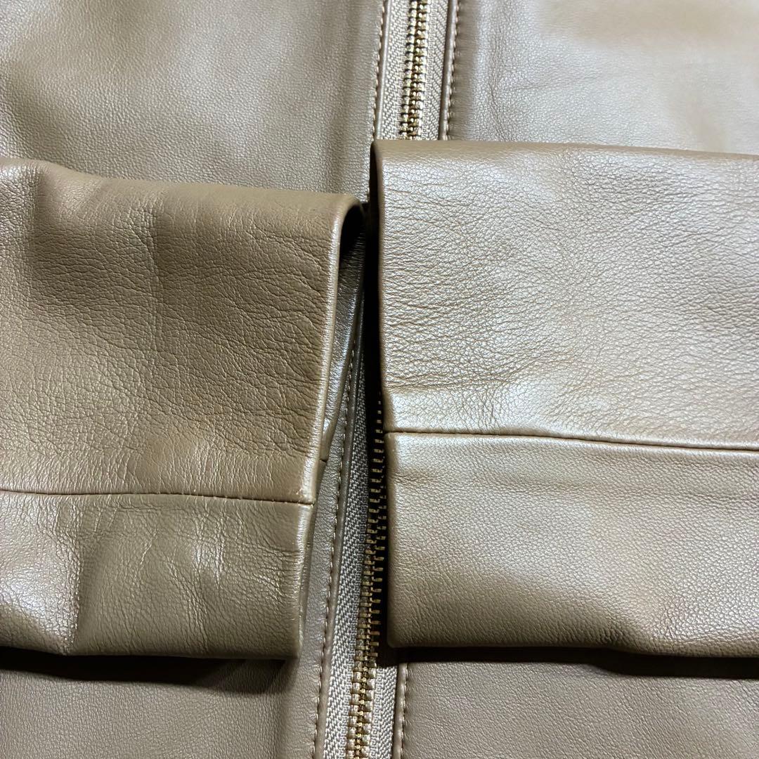 LAUTREAMONT 羊革レザージャケット ノーカラー ブラウン Lサイズ