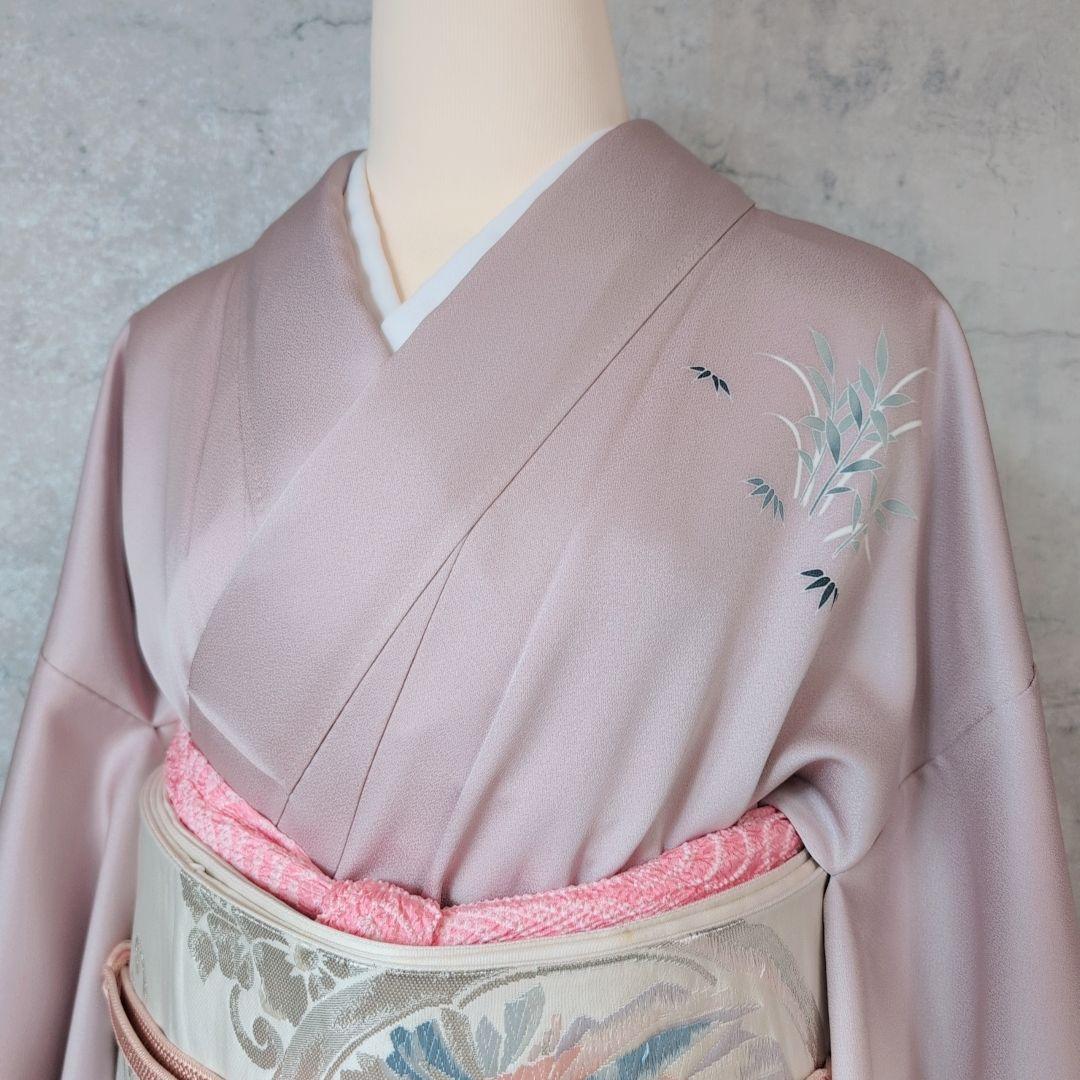 訪問着　フルセット　着物　正絹　薄紫ピンク　友禅　祝い事　優美　花　O9