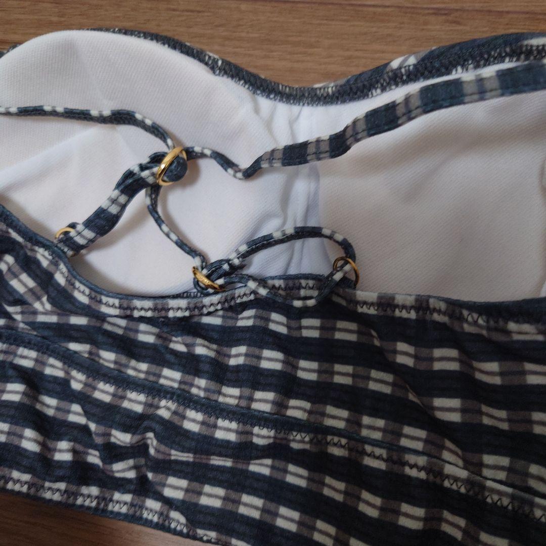 チェック柄　ビキニ　スカートセット FREEサイズ　グリーンレーベル