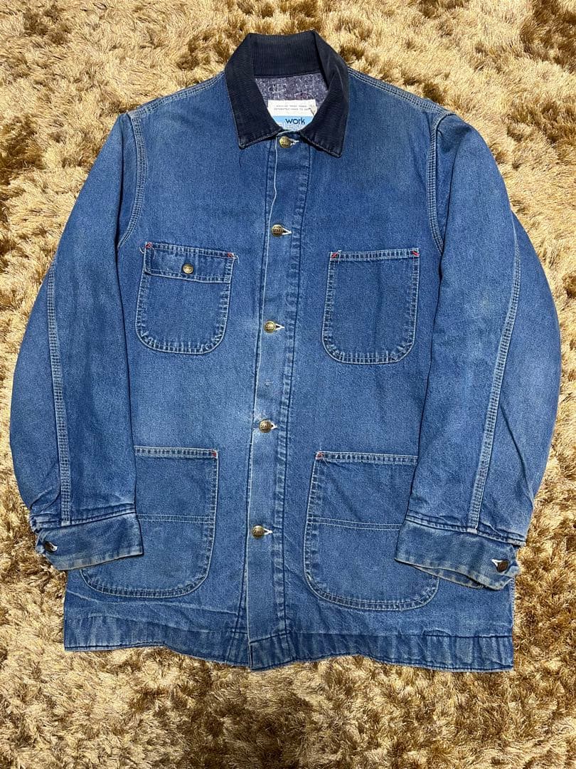 60s USA製 Sears デニムカバーオール 襟コーデュロイ ブランケット付