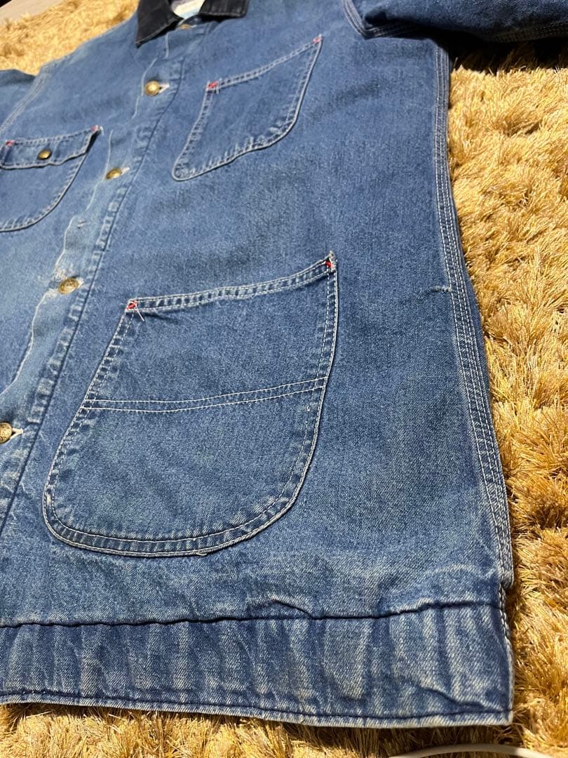 60s USA製 Sears デニムカバーオール 襟コーデュロイ ブランケット付