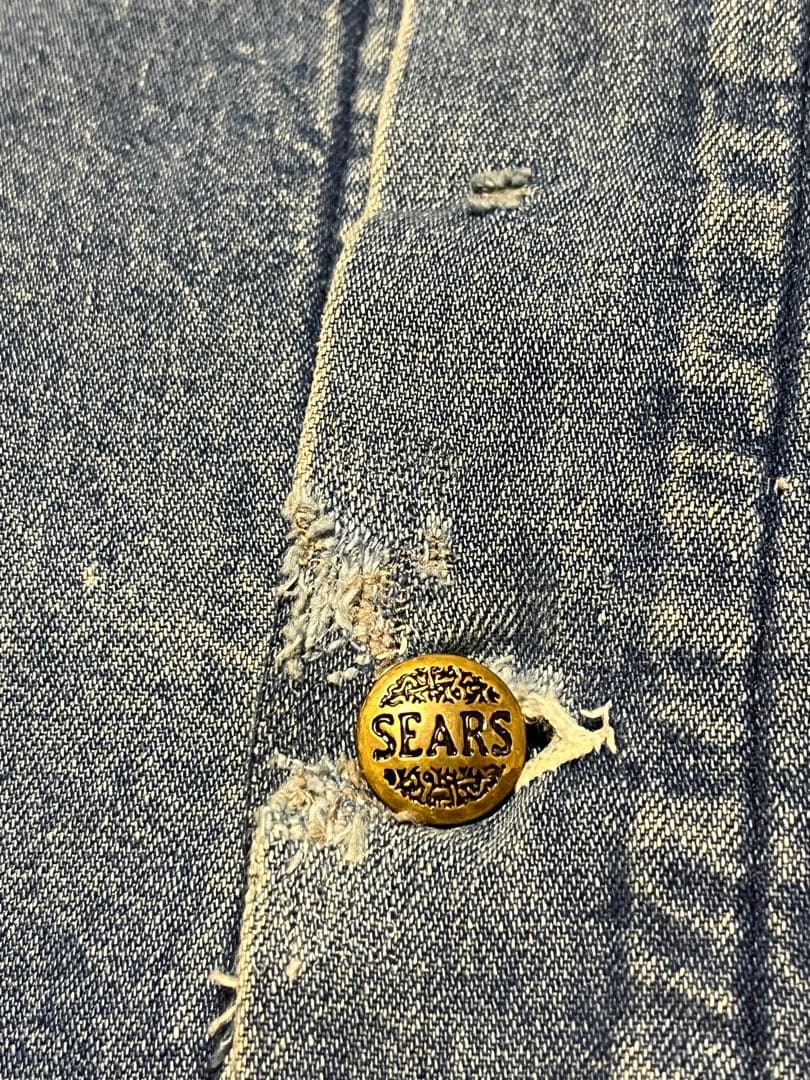 60s USA製 Sears デニムカバーオール 襟コーデュロイ ブランケット付