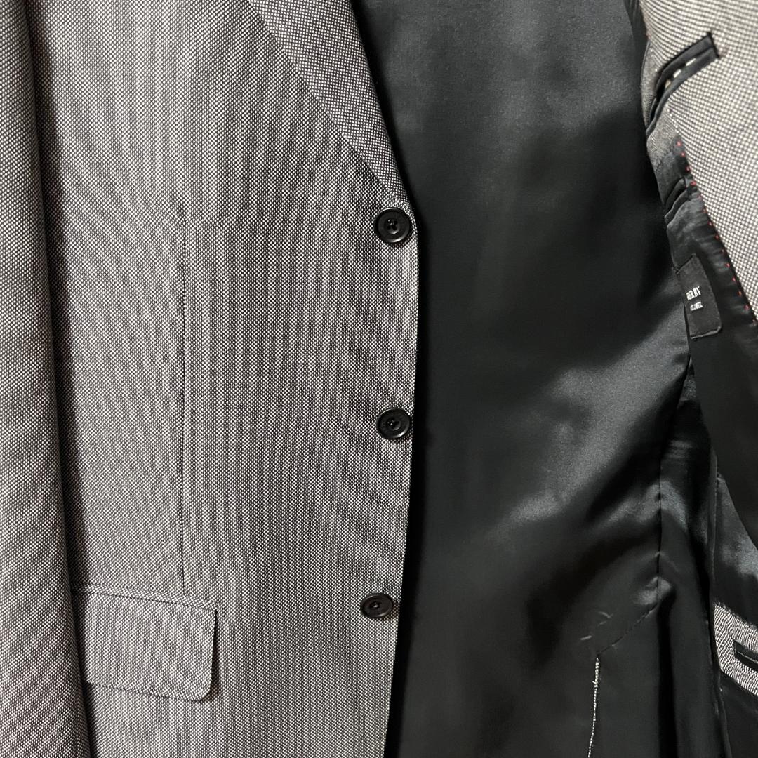 【新品、未使用】ビジネススーツ灰色極細チェック柄（バーバリーブラックレーベル）