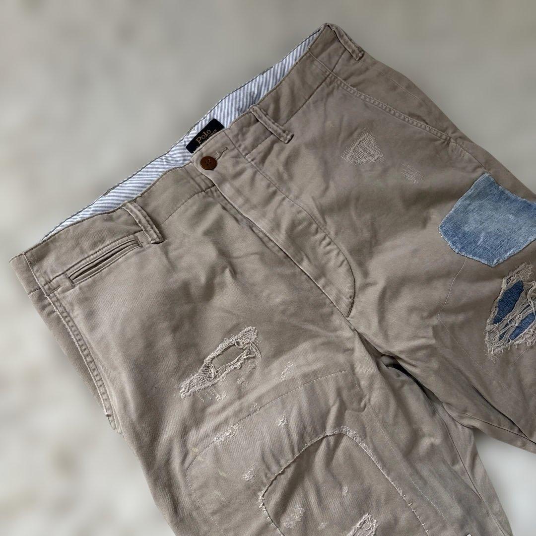 極美品！ポロ ラルフローレン リペア加工 クラッシュ チノパン ボトム パンツ