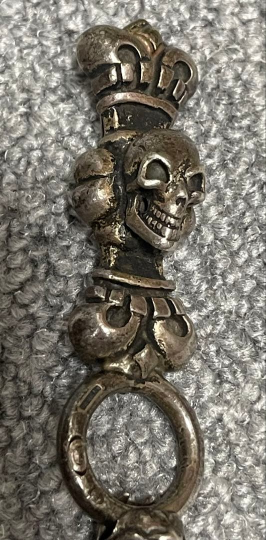 ガボールタイプ レザーウォレット クロスモチーフ スカルウォレットチェーン付き