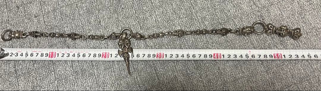 ガボールタイプ レザーウォレット クロスモチーフ スカルウォレットチェーン付き