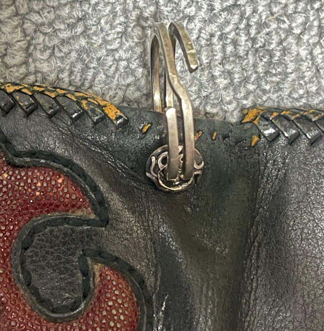 ガボールタイプ レザーウォレット クロスモチーフ スカルウォレットチェーン付き