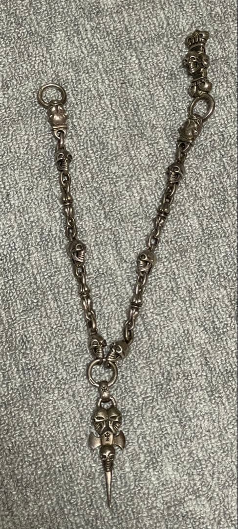 ガボールタイプ レザーウォレット クロスモチーフ スカルウォレットチェーン付き