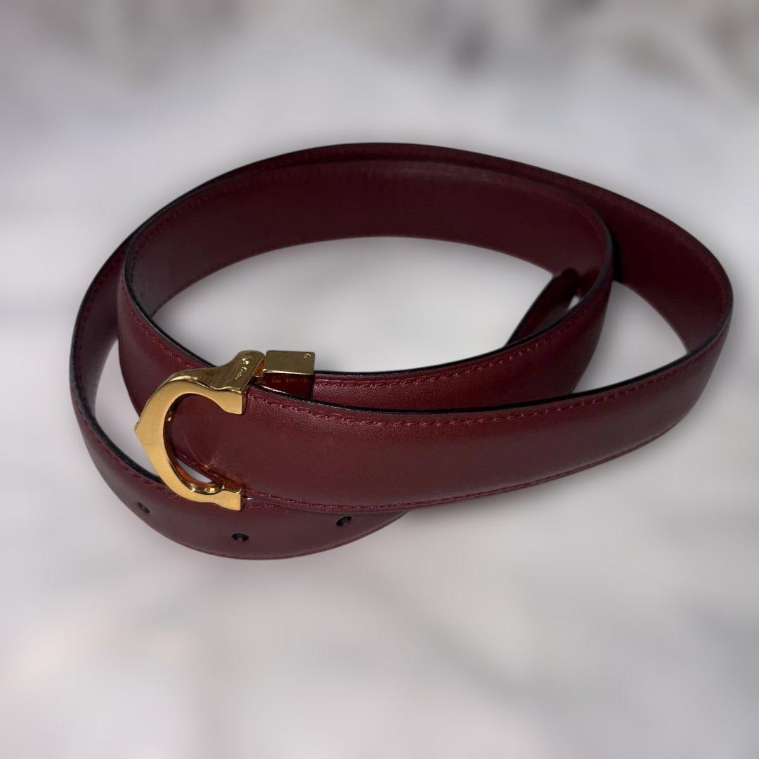 Cartier バーガンディ レザー ベルト