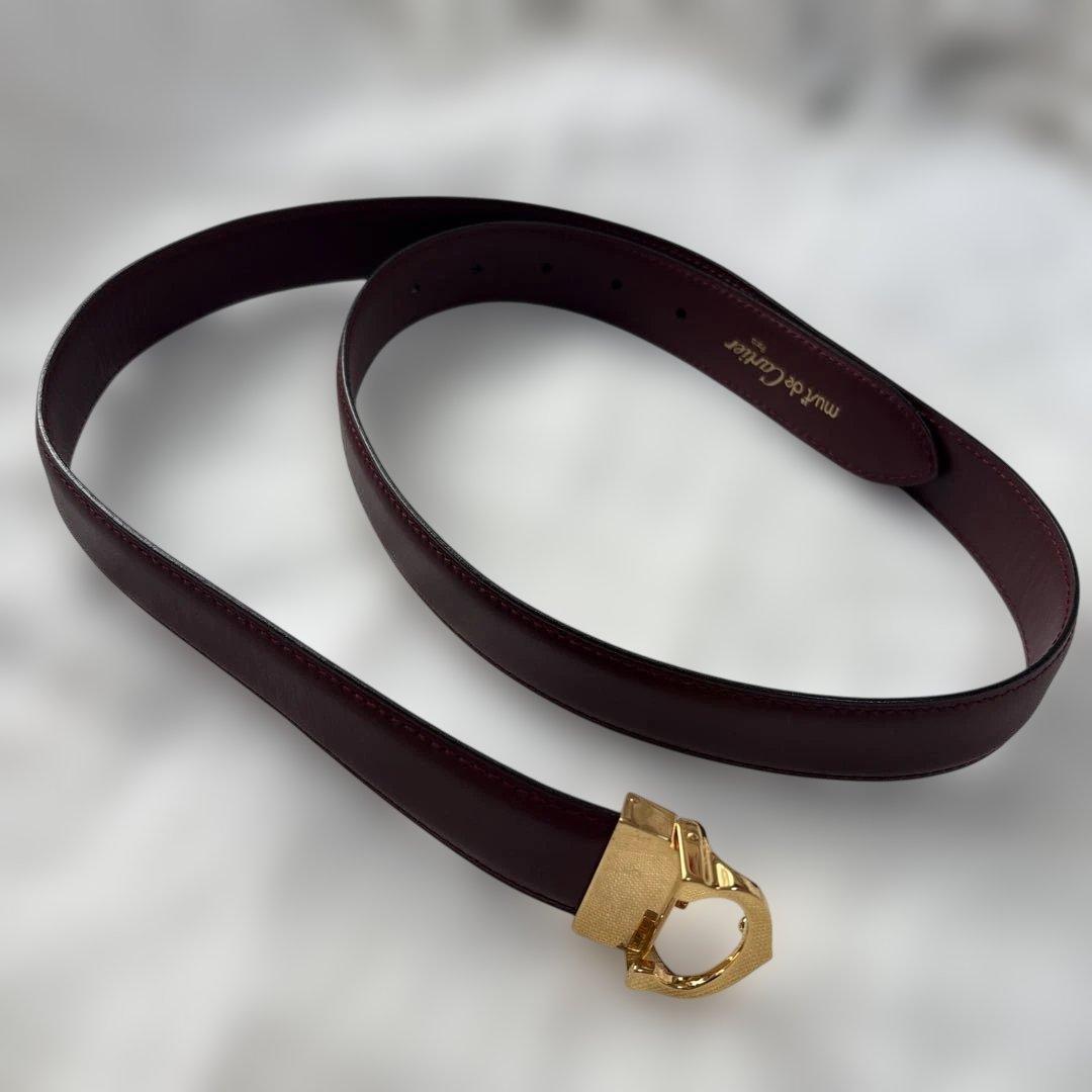 Cartier バーガンディ レザー ベルト