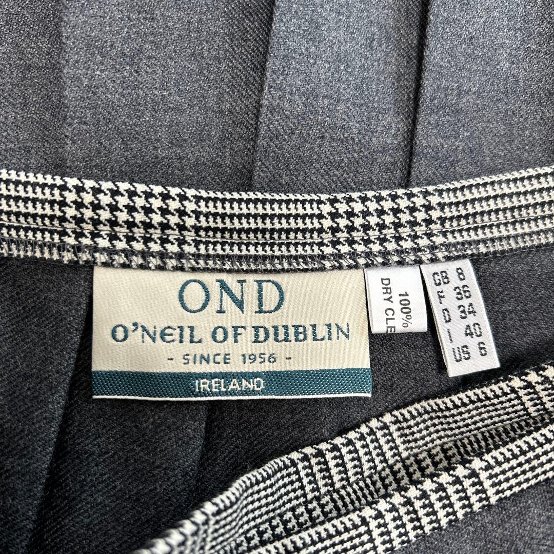 ダークグレー プリーツスカート チェック柄 オニールオブダブリン