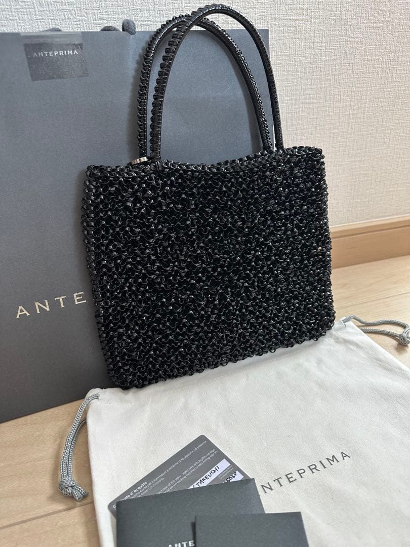 アンテプリマ ワイヤーバッグ スタンダードスクエアミディアム　ブラック新品